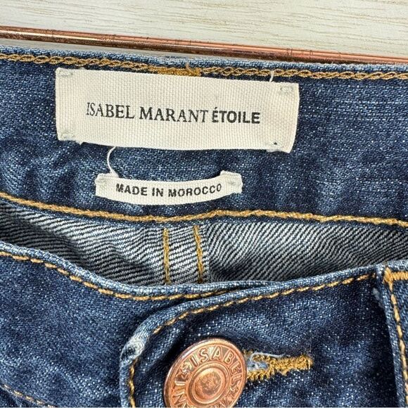 Isabel Marant Etoile Pradley Dip Dye Crop Jeans Colorblock Blue White Size 34 2 - Picture 9 of 15